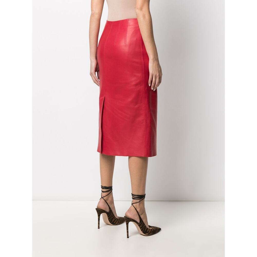 Alexander McQueen Zip-Embellished Leather Midi Skirt - Picture 6 of 16
